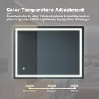 32 x 24 Inch LED Bathroom Mirror with Anti-Fog and Dimmable Light