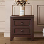 Mid Century Nightstand with 2 Storage Drawers, Walnut Finish Bedside End Table for Bedroom, Living Room, Office