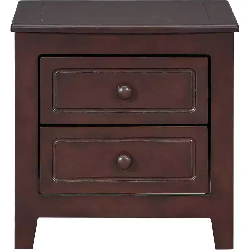 Mid Century Nightstand with 2 Storage Drawers, Walnut Finish Bedside End Table for Bedroom, Living Room, Office
