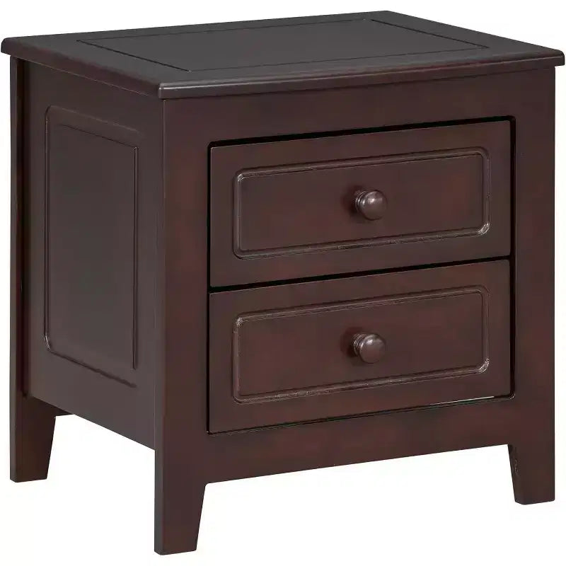 Mid Century Nightstand with 2 Storage Drawers, Walnut Finish Bedside End Table for Bedroom, Living Room, Office