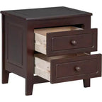 Mid Century Nightstand with 2 Storage Drawers, Walnut Finish Bedside End Table for Bedroom, Living Room, Office
