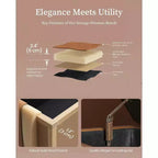 Storage Ottoman Bench with Faux Leather Upholstery, 47.8 Inch
