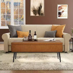 Storage Ottoman Bench with Faux Leather Upholstery, 47.8 Inch