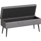 Storage Ottoman Bench with Faux Leather Upholstery, 47.8 Inch