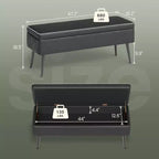 Storage Ottoman Bench with Faux Leather Upholstery, 47.8 Inch