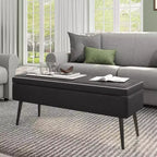 Storage Ottoman Bench with Faux Leather Upholstery, 47.8 Inch