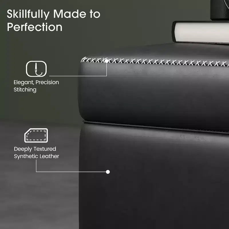 Storage Ottoman Bench with Faux Leather Upholstery, 47.8 Inch