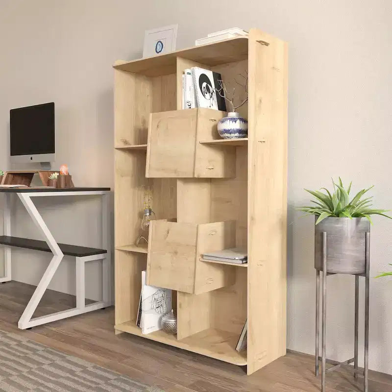 6-Shelf Bookcase with Cabinet Storage