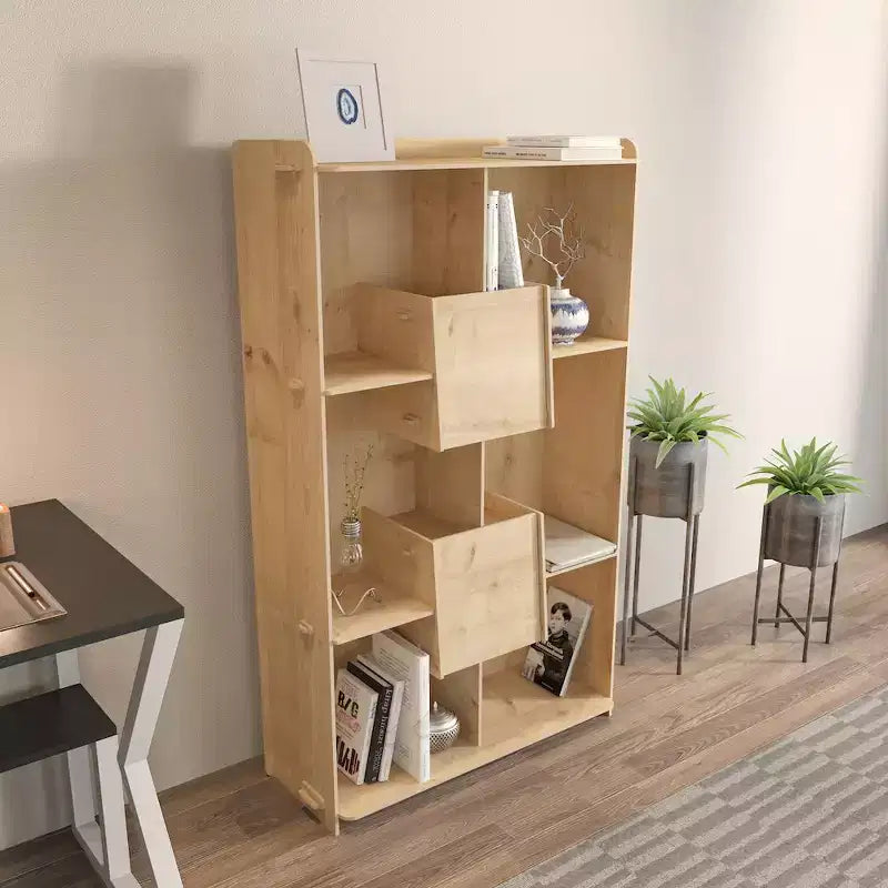 6-Shelf Bookcase with Cabinet Storage
