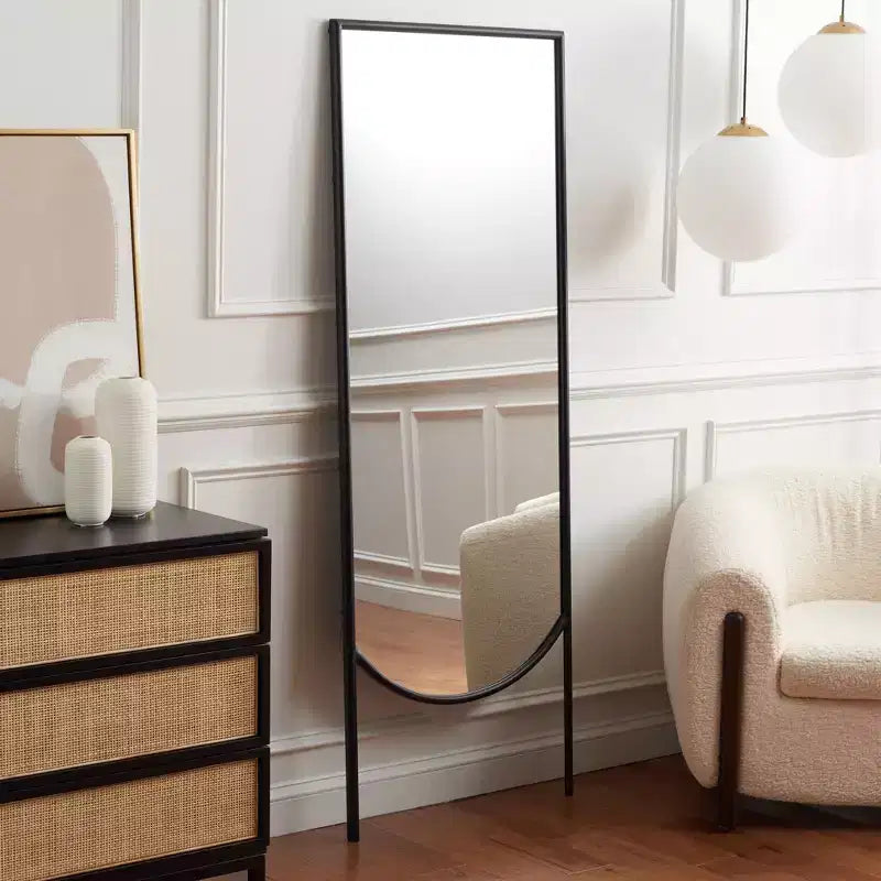 25 x 68 Inch Black Iron Leaning Floor Mirror