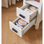 Modern Wooden End Table with Charging Station and 2 Drawers