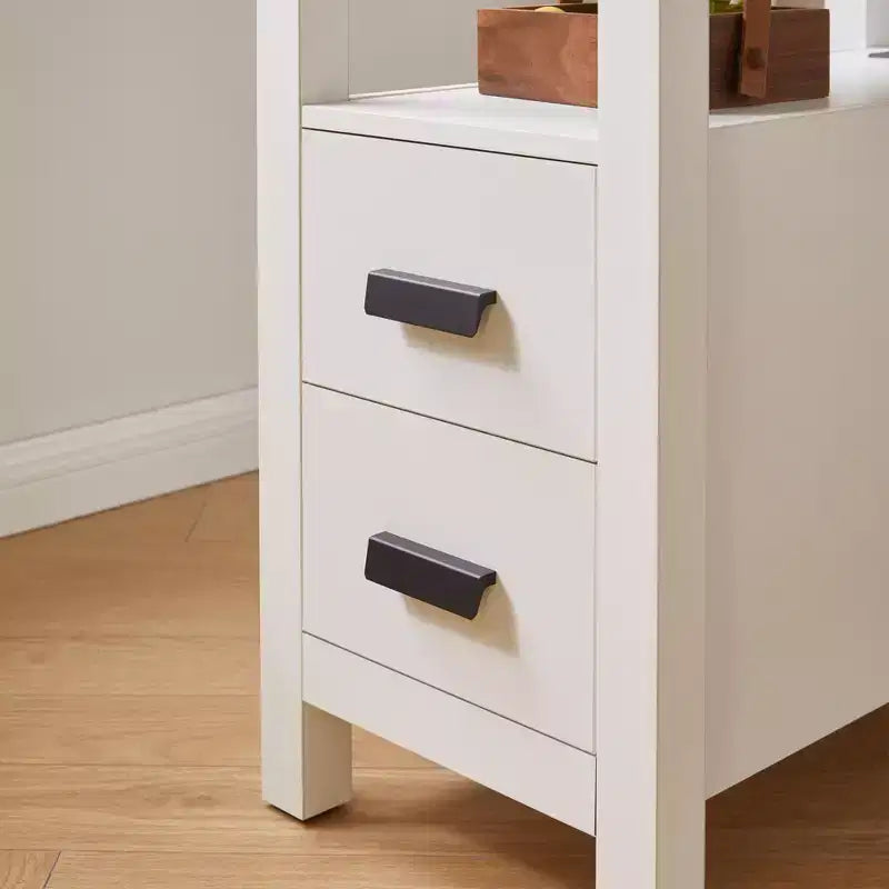 Modern Wooden End Table with Charging Station and 2 Drawers