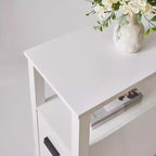 Modern Wooden End Table with Charging Station and 2 Drawers