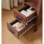 Modern Wooden End Table with Charging Station and 2 Drawers