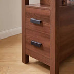 Modern Wooden End Table with Charging Station and 2 Drawers