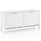 Shoe Storage Bench Narrow Wooden Entryway Bench with 2 Flip Drawers for Hallway