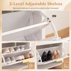 Shoe Storage Bench Narrow Wooden Entryway Bench with 2 Flip Drawers for Hallway