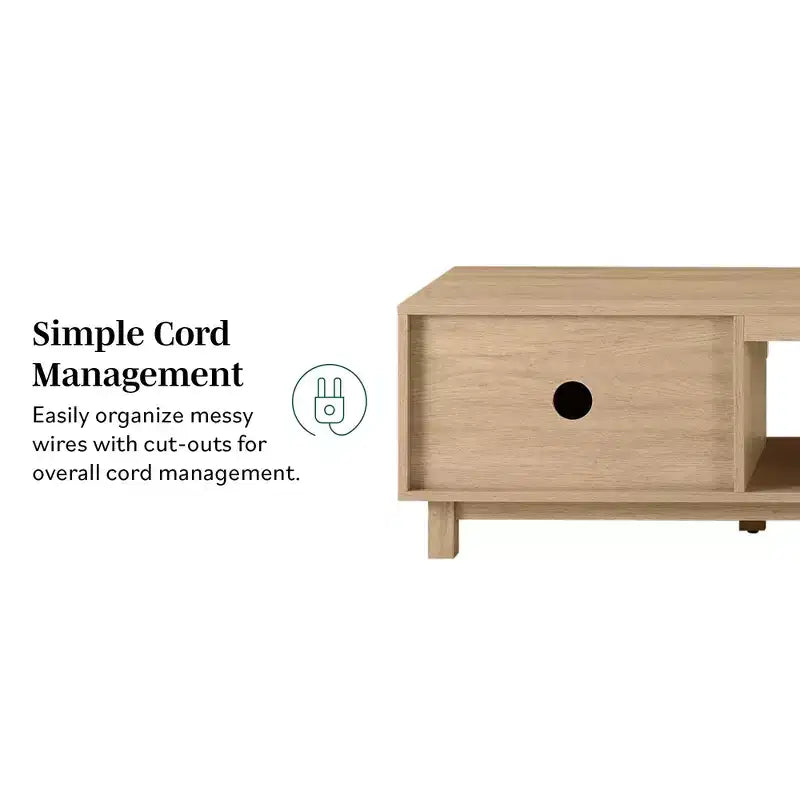 2-Door TV Stand with Reeded Front and Open Storage