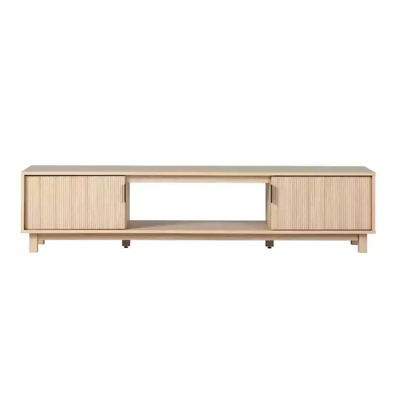 2-Door TV Stand with Reeded Front and Open Storage