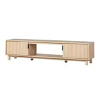 2-Door TV Stand with Reeded Front and Open Storage