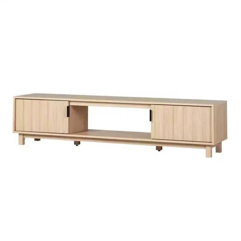 2-Door TV Stand with Reeded Front and Open Storage