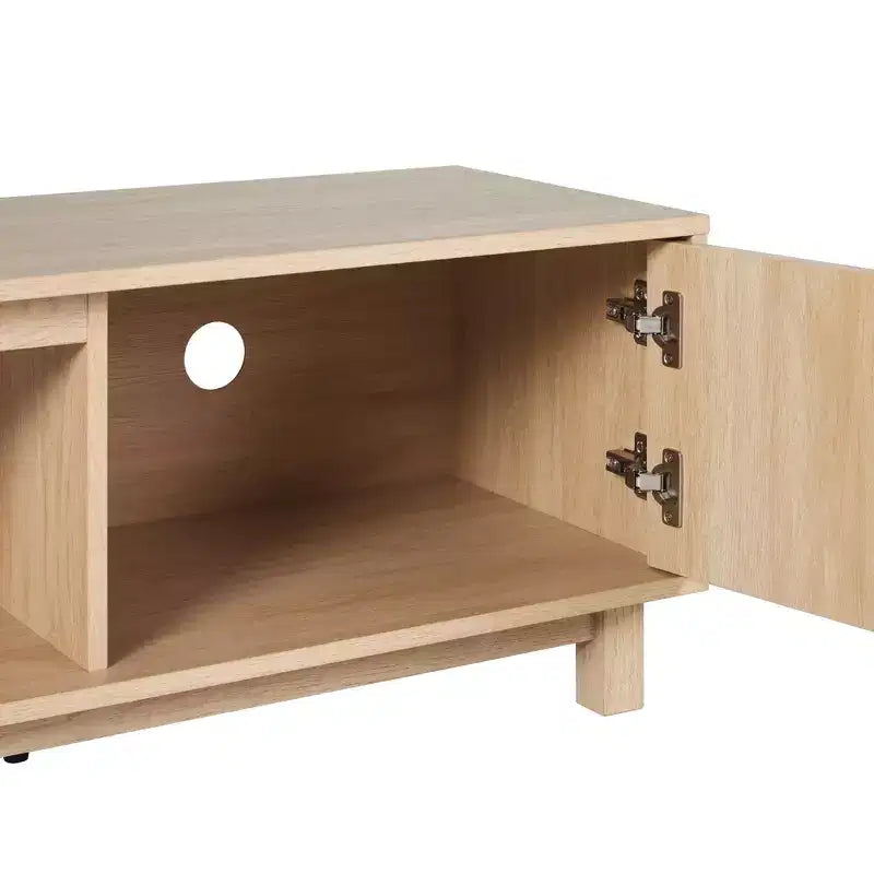 2-Door TV Stand with Reeded Front and Open Storage