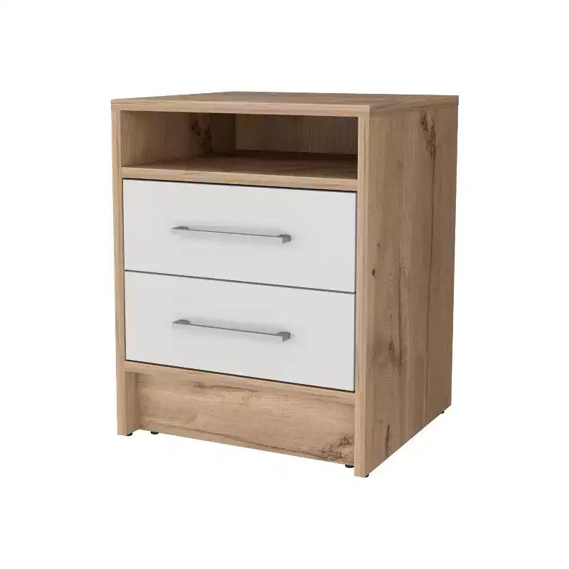 Nightstand with Two Drawers and Open Shelf