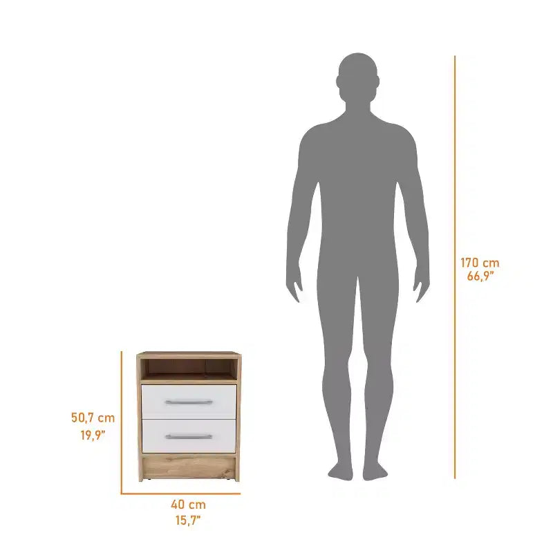 Nightstand with Two Drawers and Open Shelf