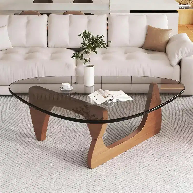Glass Top Coffee Table with Wood Frame