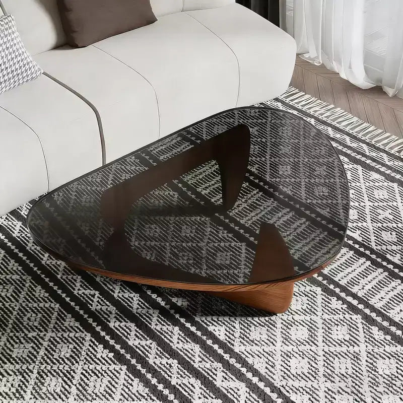 Glass Top Coffee Table with Wood Frame