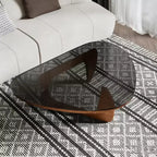 Glass Top Coffee Table with Wood Frame