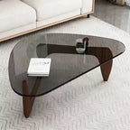 Glass Top Coffee Table with Wood Frame