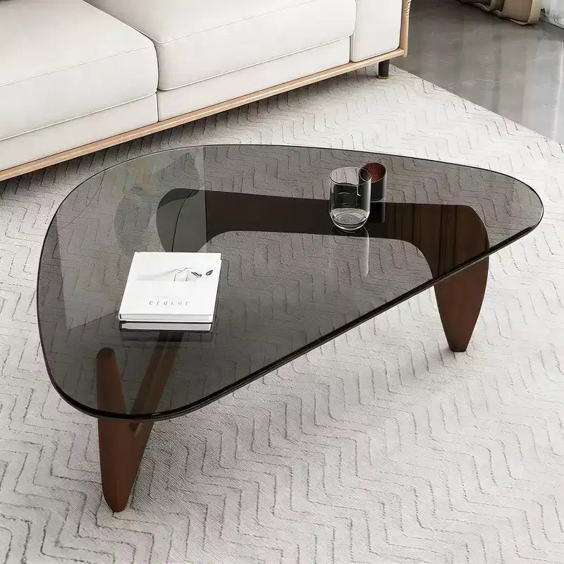 Glass Top Coffee Table with Wood Frame