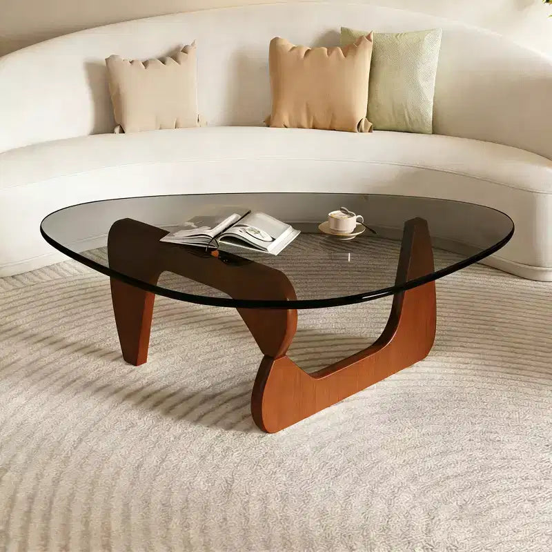 Glass Top Coffee Table with Wood Frame