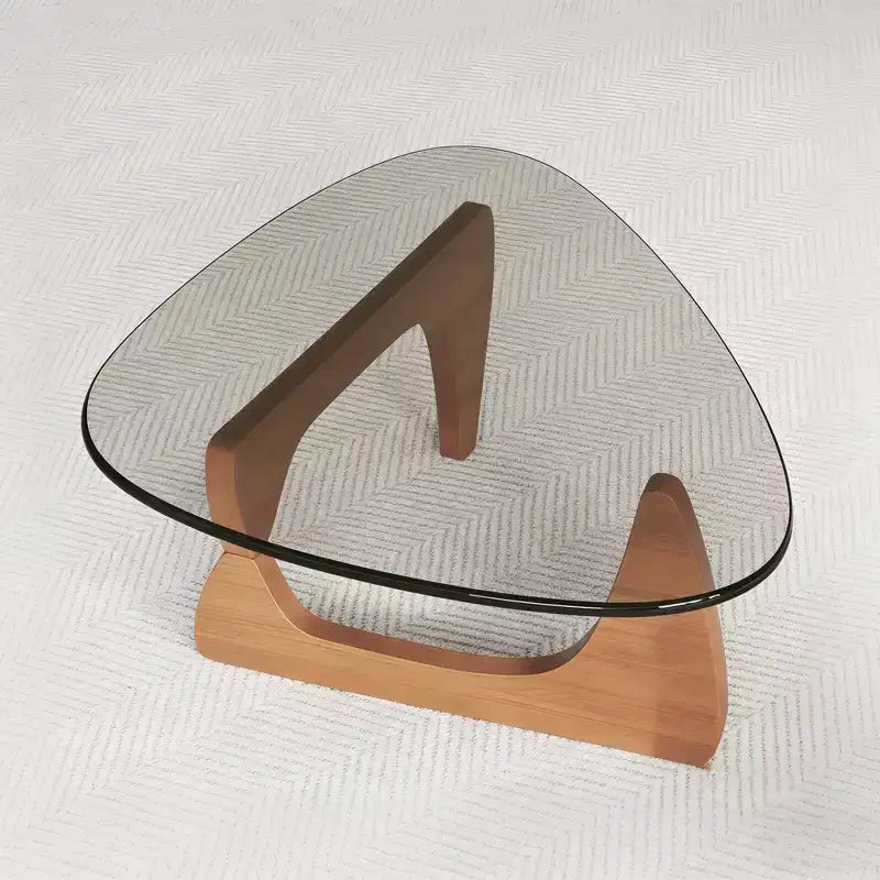 Glass Top Coffee Table with Wood Frame