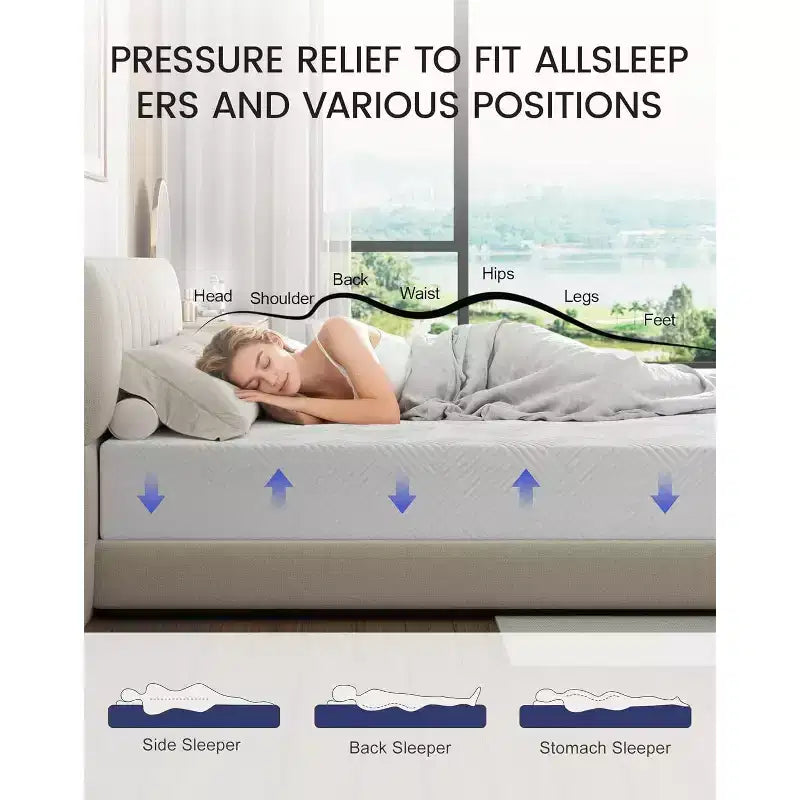 6 Inch Memory Foam Mattress – Medium Firm, Gel-Infused, Fiberglass-Free