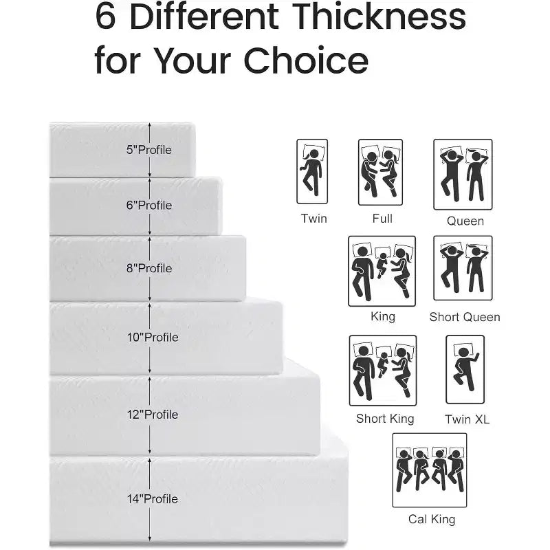 6 Inch Memory Foam Mattress – Medium Firm, Gel-Infused, Fiberglass-Free
