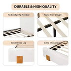Modern Minimalist Boucle Upholstered Platform Bed with Headboard