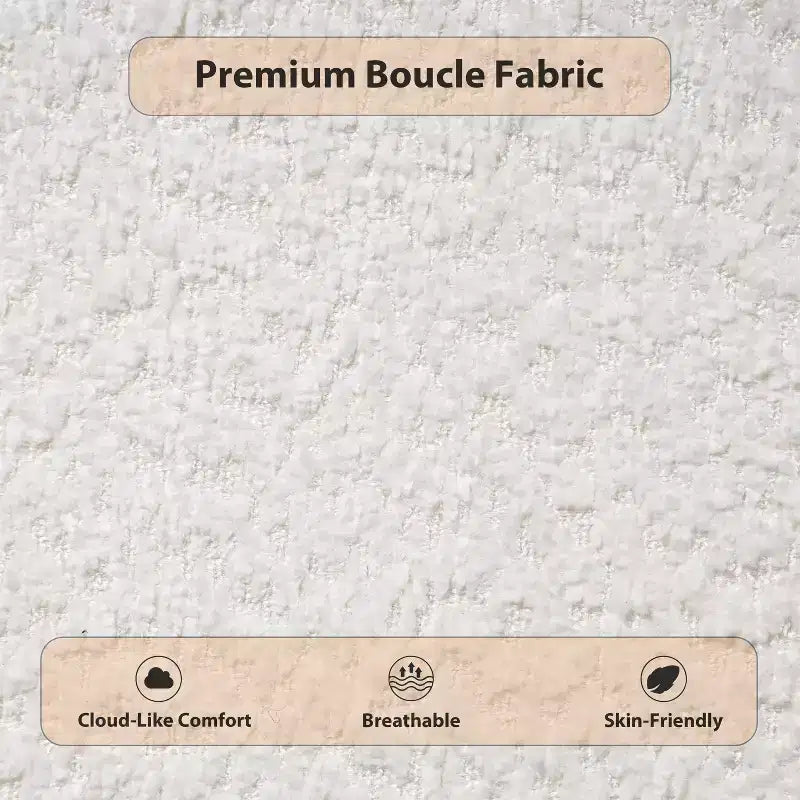 Modern Minimalist Boucle Upholstered Platform Bed with Headboard