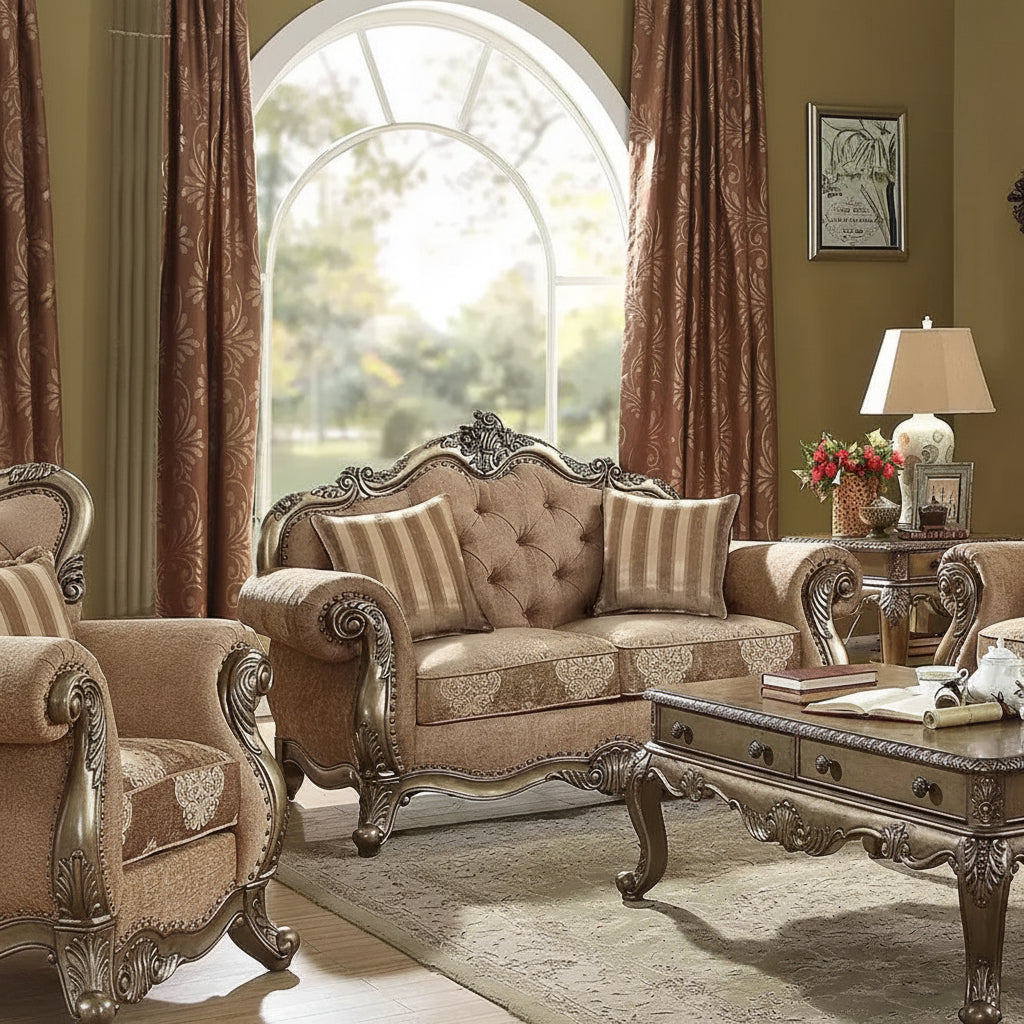 2-Seat Upholstered Loveseat with Accent Pillows