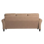 3-Seat Sofa with Rolled Arms – Light Brown Vegan Leather