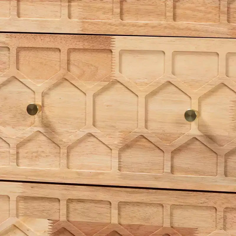 6-Drawer Dresser with Honeycomb Design, Natural