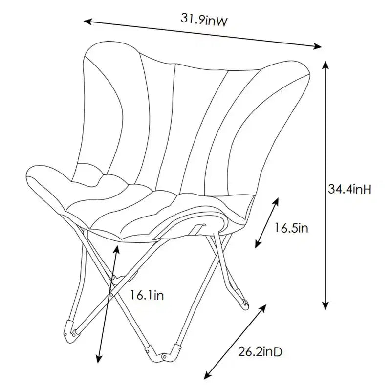 Faux Shearling Butterfly Chair with Steel Frame – Cream