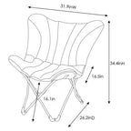 Faux Shearling Butterfly Chair with Steel Frame – Cream