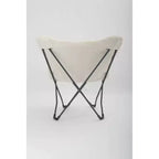 Faux Shearling Butterfly Chair with Steel Frame – Cream