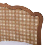 King Size Wood and Rattan Storage Bed - Walnut Brown