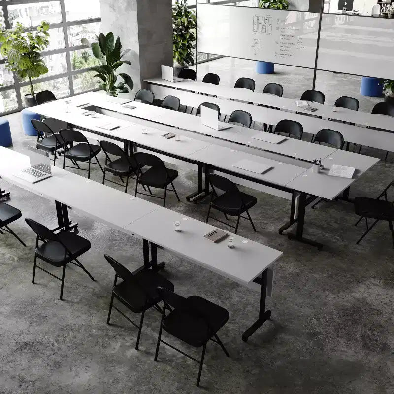 Heavy-Duty Nesting Flip Training Table with T-Legs, Modesty Panel and Cable Management