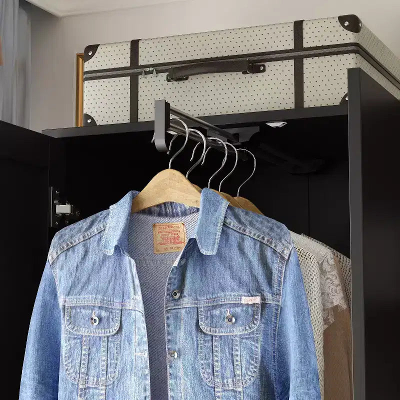 2-Door Armoire with Mirror, Hanging Rod and 2 Drawers