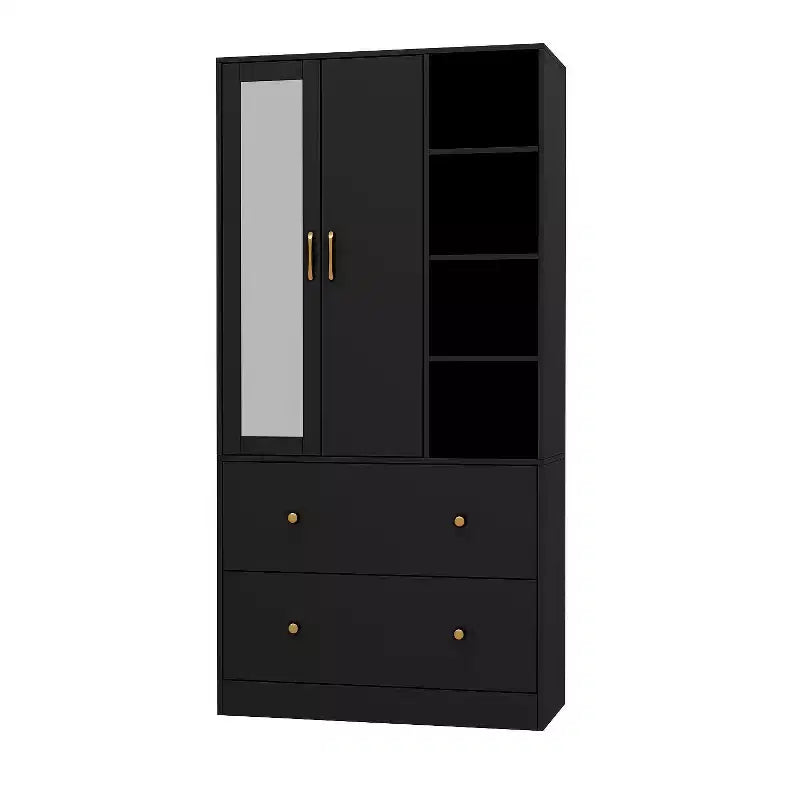 2-Door Armoire with Mirror, Hanging Rod and 2 Drawers