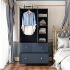 2-Door Armoire with Mirror, Hanging Rod and 2 Drawers